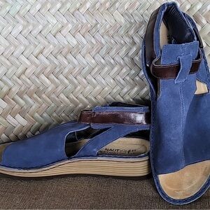 NAOT VERBENA, SIZE 41, LIKE NEW BLUE SUEDE SANDALS. Insoles are replaceable !!